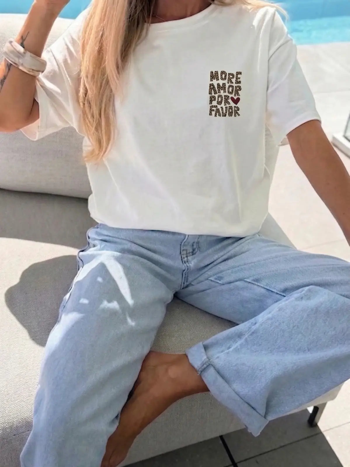 T-shirt large imprimée More Amor