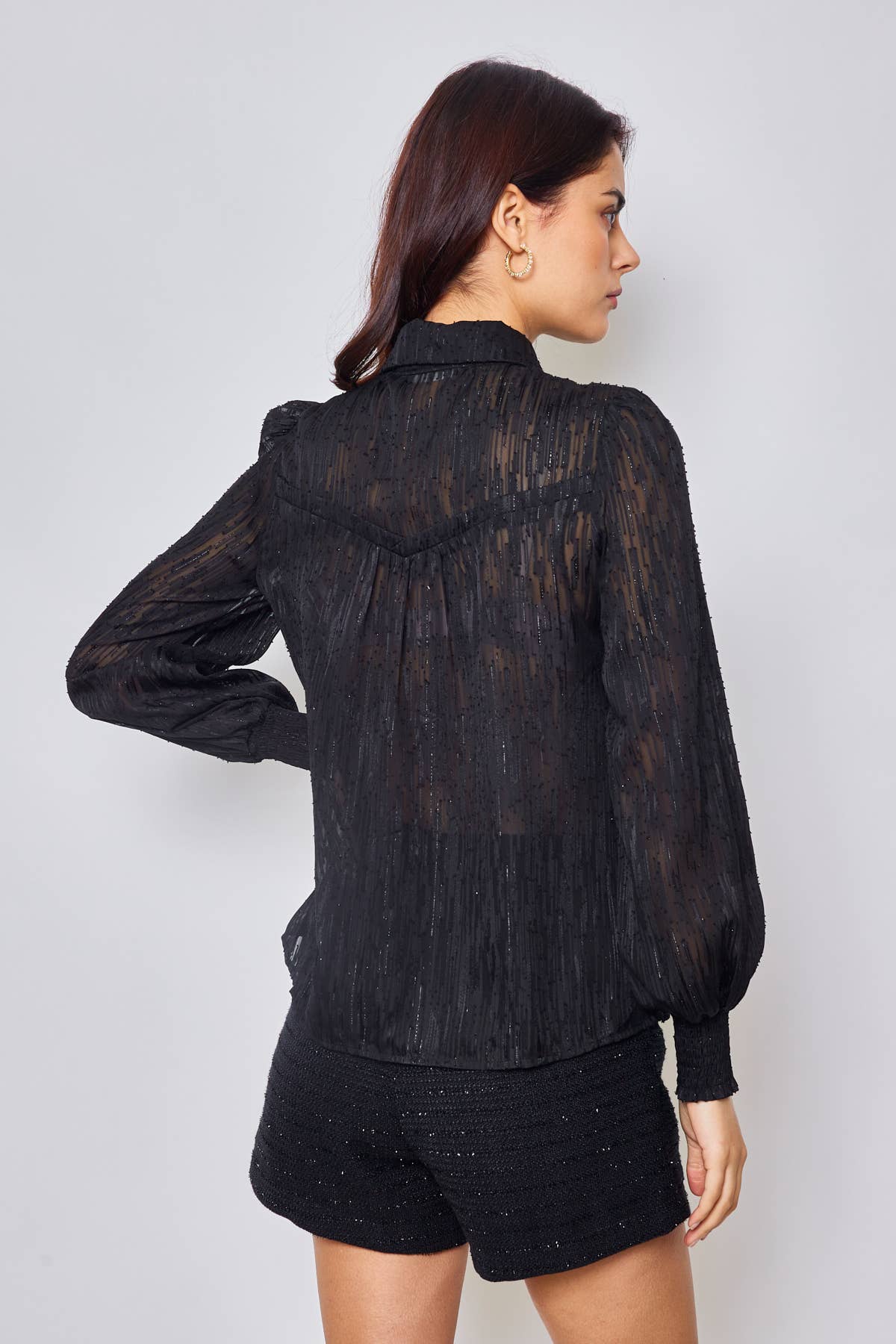 Chemise texturée à manches longues