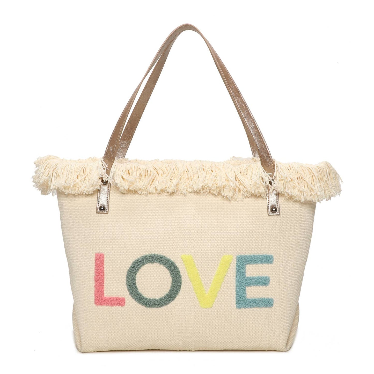 Cabas zippé avec marquage "Love" parfait pour l'été, plage