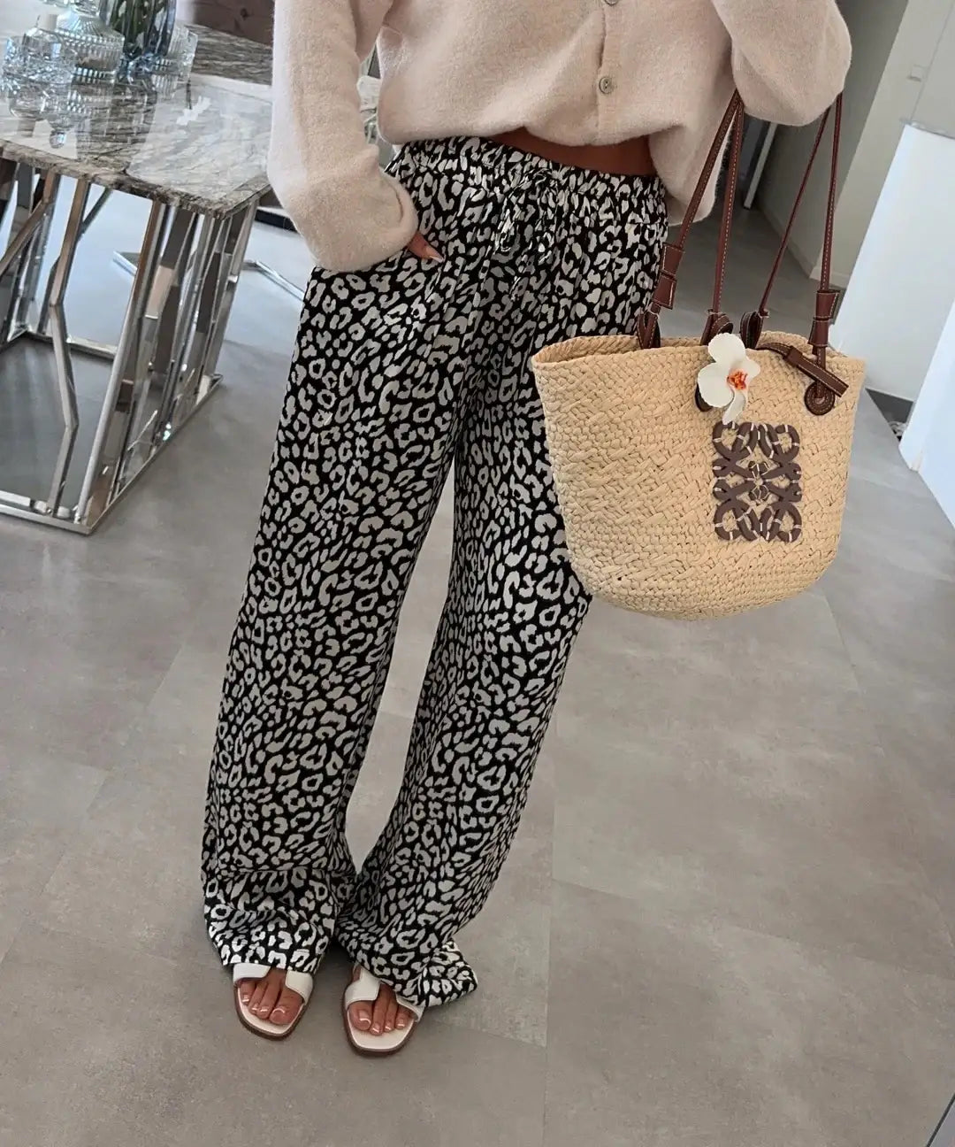 Pantalon satiné imprimé
