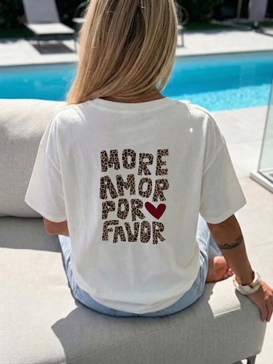T-shirt large imprimée More Amor