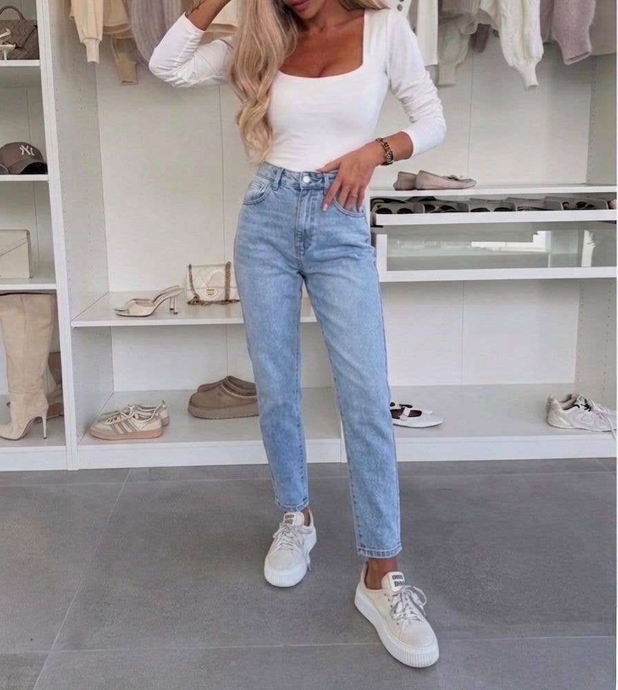 Jean Mom Fit Taille Haute