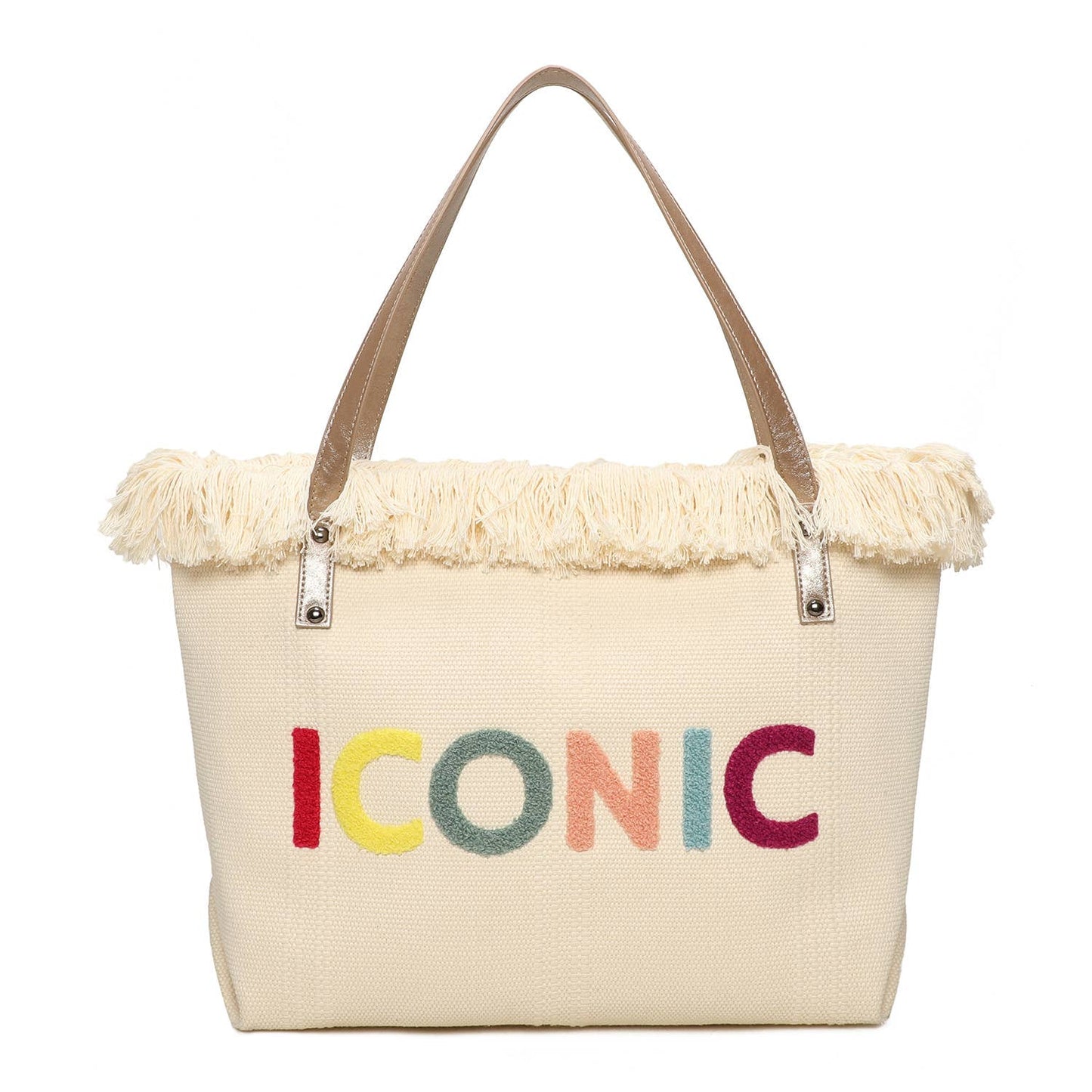 Cabas zippé avec marquage "ICONIC" parfait pour l'été, plage