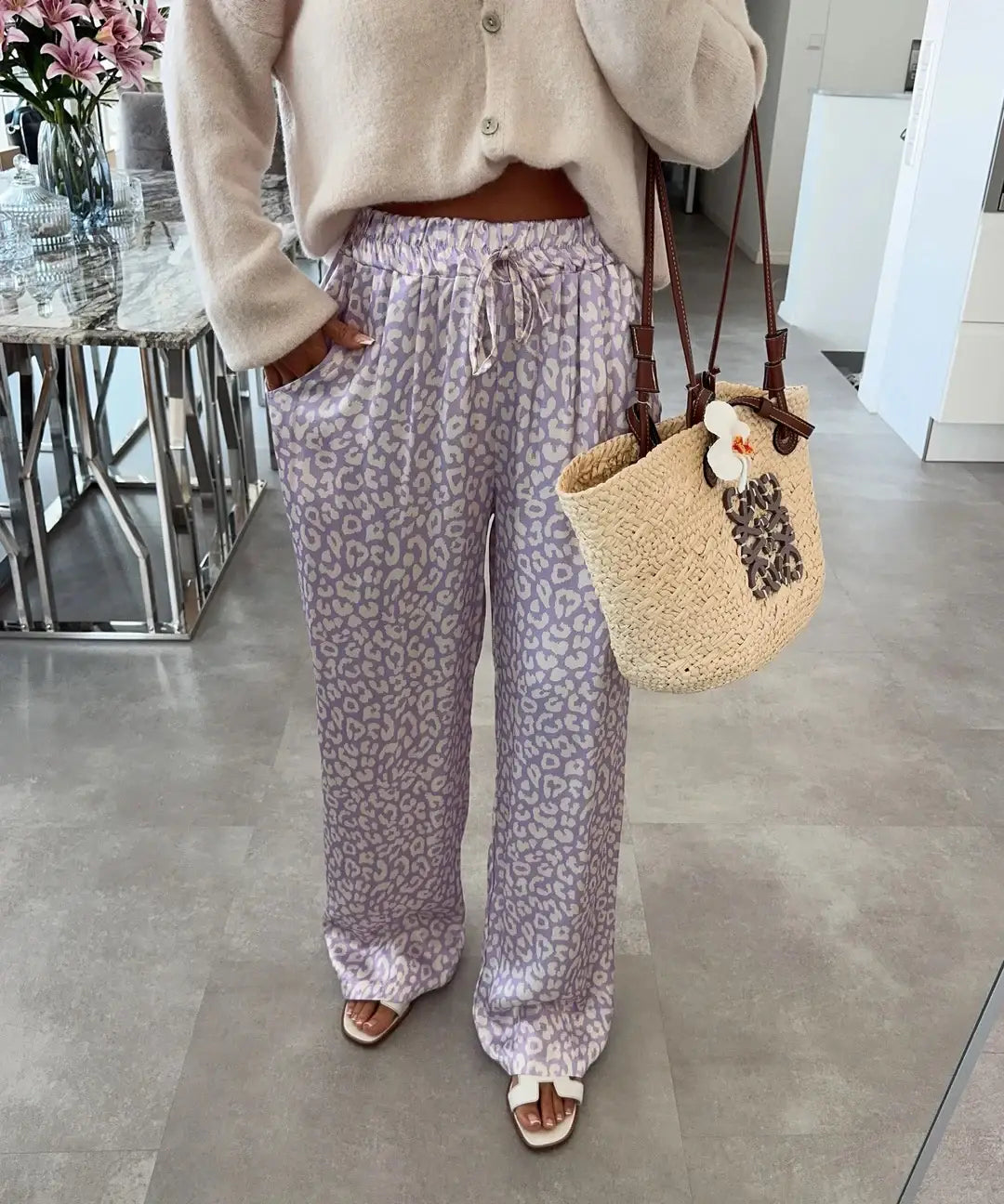 Pantalon satiné imprimé