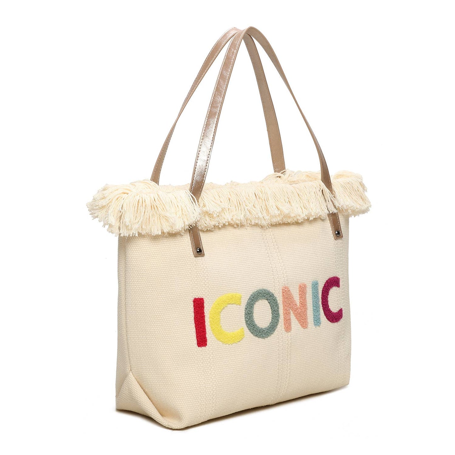 Cabas zippé avec marquage "ICONIC" parfait pour l'été, plage