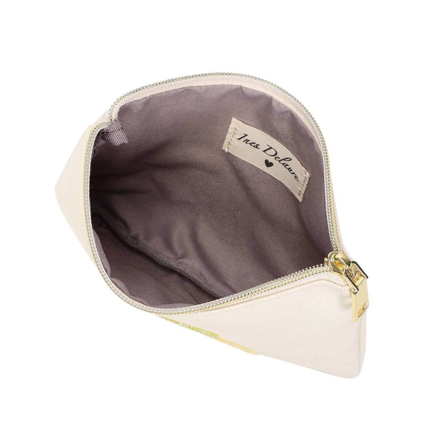 Trousse avec un citron brodé en perles
