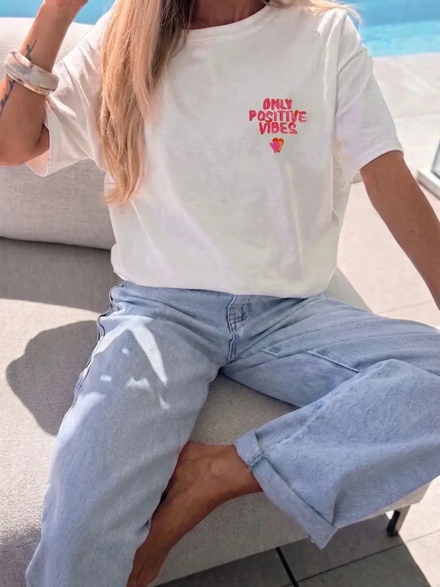 T-shirt large imprimée Positive Vibes