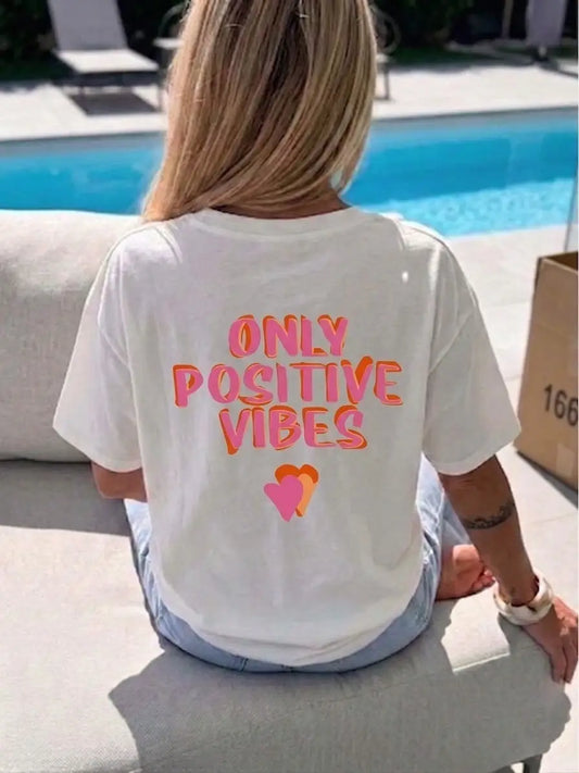 T-shirt large imprimée Positive Vibes