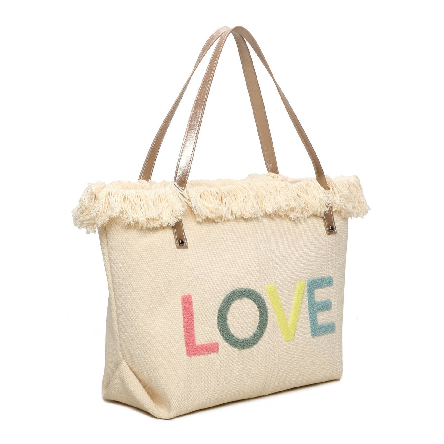 Cabas zippé avec marquage "Love" parfait pour l'été, plage